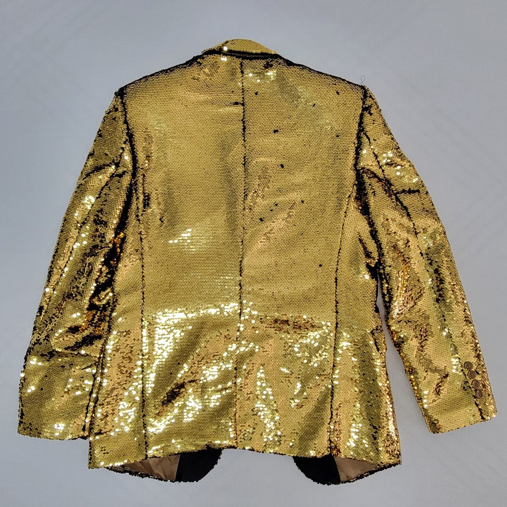 NWT Coofandy Sequin Blazer Gold Men's S Disco Glam Party Nightclub Performance - Picture 2 of 10